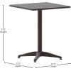 Flash Furniture Mellie Commercial Grade 27.5″ Square Aluminum Indoor-Outdoor Table with Base(Bronze)