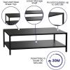 Flash Furniture Metal Indoor/Brock Outdoor Coffee Table with Lower Shelf – Black Steel Coffee Table for Business or Home Use – Modern Square Leg Frame