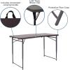 Flash Furniture Mills 4-Foot Height Adjustable Bi-Fold Brown Wood Grain Plastic Folding Table with Carrying Handle(Brown)