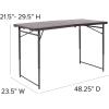 Flash Furniture Mills 4-Foot Height Adjustable Bi-Fold Brown Wood Grain Plastic Folding Table with Carrying Handle(Brown)
