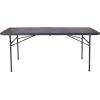 Flash Furniture Mills 4-Foot Height Adjustable Bi-Fold Brown Wood Grain Plastic Folding Table with Carrying Handle(Dark Gray)
