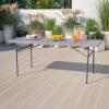 Flash Furniture Mills 4-Foot Height Adjustable Bi-Fold Brown Wood Grain Plastic Folding Table with Carrying Handle(Dark Gray)