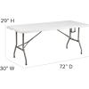 Flash Furniture Mills 4-Foot Height Adjustable Bi-Fold Brown Wood Grain Plastic Folding Table with Carrying Handle(Granite White)
