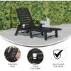 Flash Furniture Monterey Adjustable Adirondack Loungers with Cup Holders- All-Weather Indoor/Outdoor HDPE Lounge Chairs, Set of 2, Gray(Black)