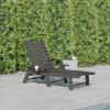 Flash Furniture Monterey Adjustable Adirondack Loungers with Cup Holders- All-Weather Indoor/Outdoor HDPE Lounge Chairs, Set of 2, Gray(Grey)