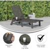 Flash Furniture Monterey Adjustable Adirondack Loungers with Cup Holders- All-Weather Indoor/Outdoor HDPE Lounge Chairs, Set of 2, Gray(Grey)