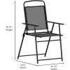 Flash Furniture Mystic Folding Patio Sling Chairs, Outdoor Textilene Lawn Chairs with Armrests, Set of 2, Gray(Black)