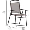Flash Furniture Mystic Folding Patio Sling Chairs, Outdoor Textilene Lawn Chairs with Armrests, Set of 2, Gray(Brown)