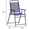 Flash Furniture Mystic Folding Patio Sling Chairs, Outdoor Textilene Lawn Chairs with Armrests, Set of 2, Gray(Navy)