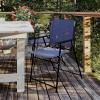 Flash Furniture Mystic Folding Patio Sling Chairs, Outdoor Textilene Lawn Chairs with Armrests, Set of 2, Gray(Navy)