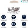 Flash Furniture Nantucket 6 Piece Red Patio Garden Set with Table, Umbrella and 4 Folding Chairs(Brown)