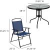 Flash Furniture Nantucket 6 Piece Red Patio Garden Set with Table, Umbrella and 4 Folding Chairs(Navy)