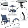 Flash Furniture Nantucket 6 Piece Red Patio Garden Set with Table, Umbrella and 4 Folding Chairs(Navy)