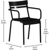Flash Furniture Nash Commercial Grade Steel Stack Chair, Indoor-Outdoor Arm Chair with 2 Slat Back, Set of 4, Silver(Black)