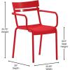 Flash Furniture Nash Commercial Grade Steel Stack Chair, Indoor-Outdoor Arm Chair with 2 Slat Back, Set of 4, Silver(Red)
