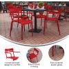 Flash Furniture Nash Commercial Grade Steel Stack Chair, Indoor-Outdoor Arm Chair with 2 Slat Back, Set of 4, Silver(Red)