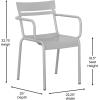 Flash Furniture Nash Commercial Grade Steel Stack Chair, Indoor-Outdoor Arm Chair with 2 Slat Back, Set of 4, Silver(Silver)