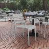 Flash Furniture Nash Commercial Grade Steel Stack Chair, Indoor-Outdoor Arm Chair with 2 Slat Back, Set of 4, Silver(Silver)