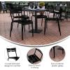 Flash Furniture Nash Commercial Grade Steel Stack Chair, Indoor-Outdoor Armless Chair with 2 Slat Back, Set of 4, Red(Black)