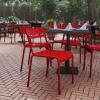 Flash Furniture Nash Commercial Grade Steel Stack Chair, Indoor-Outdoor Armless Chair with 2 Slat Back, Set of 4, Red(Red)