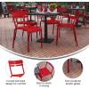 Flash Furniture Nash Commercial Grade Steel Stack Chair, Indoor-Outdoor Armless Chair with 2 Slat Back, Set of 4, Red(Red)