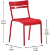 Flash Furniture Nash Commercial Grade Steel Stack Chair, Indoor-Outdoor Armless Chair with 2 Slat Back, Set of 4, Red(Red)