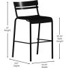Flash Furniture Nash Commercial Grade Steel Stack Stool, Indoor-Outdoor Bar Stool with 2 Slat Back, Set of 4, Red(Black)