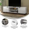 Flash Furniture Nelson Mid Century Modern TV Stand for up to 60″ TV’s – Gray Finish – 70″ Wide – Adjustable Shelves – Open and Closed Storage