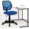 Flash Furniture Neri Low Back Black Mesh Swivel Task Office Chair with Curved Square Back(Blue)