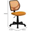 Flash Furniture Neri Low Back Black Mesh Swivel Task Office Chair with Curved Square Back(Orange)