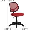 Flash Furniture Neri Low Back Black Mesh Swivel Task Office Chair with Curved Square Back(Red)