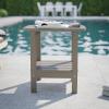 Flash Furniture Newport 2-Tier Adirondack Side Table – Recycled HDPE All-Weather Materials – Indoor/Outdoor – Red(Brown)