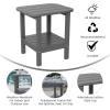 Flash Furniture Newport 2-Tier Adirondack Side Table – Recycled HDPE All-Weather Materials – Indoor/Outdoor – Red(Grey)