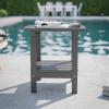 Flash Furniture Newport 2-Tier Adirondack Side Table – Recycled HDPE All-Weather Materials – Indoor/Outdoor – Red(Grey)