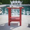 Flash Furniture Newport 2-Tier Adirondack Side Table – Recycled HDPE All-Weather Materials – Indoor/Outdoor – Red(Red)