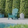 Flash Furniture Newport Adirondack Chair with Cup Holder, Weather Resistant Poly Resin Adirondack Chair, Blue(Blue)