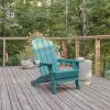 Flash Furniture Newport Adirondack Chair with Cup Holder, Weather Resistant Poly Resin Adirondack Chair, Blue(Blue)