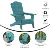 Flash Furniture Newport Adirondack Chair with Cup Holder, Weather Resistant Poly Resin Adirondack Chair, Blue(Blue)