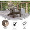 Flash Furniture Newport Adirondack Chair with Cup Holder, Weather Resistant Poly Resin Adirondack Chair, Blue(Brown)