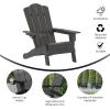 Flash Furniture Newport Adirondack Chair with Cup Holder, Weather Resistant Poly Resin Adirondack Chair, Blue(Grey)