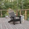 Flash Furniture Newport Adirondack Chair with Cup Holder, Weather Resistant Poly Resin Adirondack Chair, Blue(Grey)