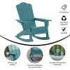 Flash Furniture Newport Adirondack Rocking Chairs with Cup Holder, Weather Resistant Poly Resin Adirondack Rocking Chairs, Set of 2, Red(Blue)