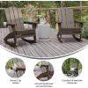 Flash Furniture Newport Adirondack Rocking Chairs with Cup Holder, Weather Resistant Poly Resin Adirondack Rocking Chairs, Set of 2, Red(Brown)