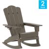Flash Furniture Newport Adirondack Rocking Chairs with Cup Holder, Weather Resistant Poly Resin Adirondack Rocking Chairs, Set of 2, Red(Brown)