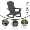 Flash Furniture Newport Adirondack Rocking Chairs with Cup Holder, Weather Resistant Poly Resin Adirondack Rocking Chairs, Set of 2, Red(Grey)