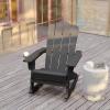 Flash Furniture Newport Adirondack Rocking Chairs with Cup Holder, Weather Resistant Poly Resin Adirondack Rocking Chairs, Set of 2, Red(Grey)
