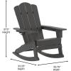 Flash Furniture Newport Adirondack Rocking Chairs with Cup Holder, Weather Resistant Poly Resin Adirondack Rocking Chairs, Set of 2, Red(Grey)
