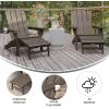 Flash Furniture Newport Poly Resin Adirondack Chair with Cup Holder and Pull Out Ottoman, All-Weather Poly Resin Indoor/Outdoor Lounge Chair, Gray(Brown)