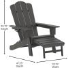 Flash Furniture Newport Poly Resin Adirondack Chair with Cup Holder and Pull Out Ottoman, All-Weather Poly Resin Indoor/Outdoor Lounge Chair, Gray(Grey)