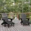Flash Furniture Newport Poly Resin Adirondack Chair with Cup Holder and Pull Out Ottoman, All-Weather Poly Resin Indoor/Outdoor Lounge Chair, Gray(Grey)